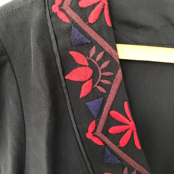 Cinq a Sept Silk Dress Mini Black Embroidered Tassels Zane US 8 - Picture 4 of 10